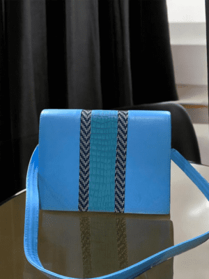 Bandoulière En Cuir Bleu Motif Pagne Tisse - CANNY BAGS