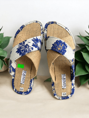 Sandales Raphia Et Brocard Fleurie - NAWAHA