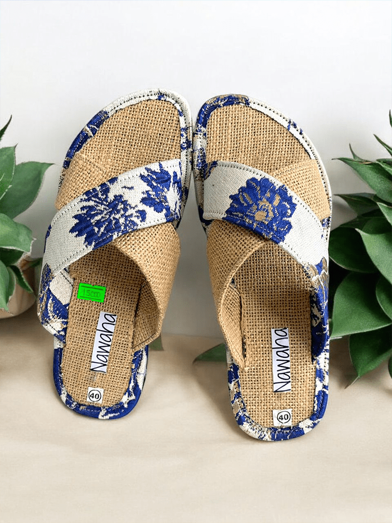 Sandales Raphia Et Brocard Fleurie - NAWAHA