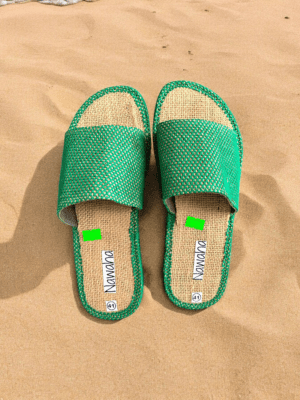 Sandales Raphia Et Filet Vert - NAWAHA