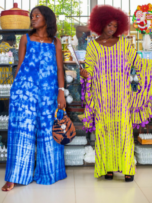 Duo - Combinaison Tissu Mauritanien Bleu - Robe Boubou Dempe Violet Vert - Feitty 225