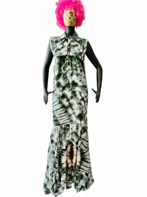 ROBE DAMPE VERT BLANC - ABLA F COLLECTION