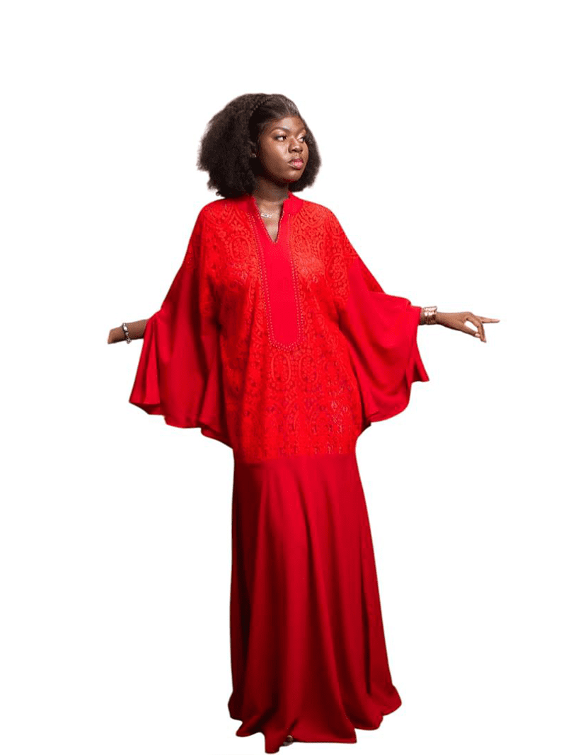 ROBE DENTELLE ROUGE - ONAF